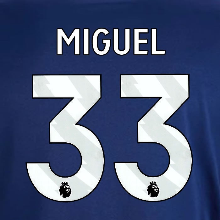 2024 2025 OFFICIAL NOTTINGHAM MIGUEL 33 WHITE AWAY PLAYER SIZE NAMESET