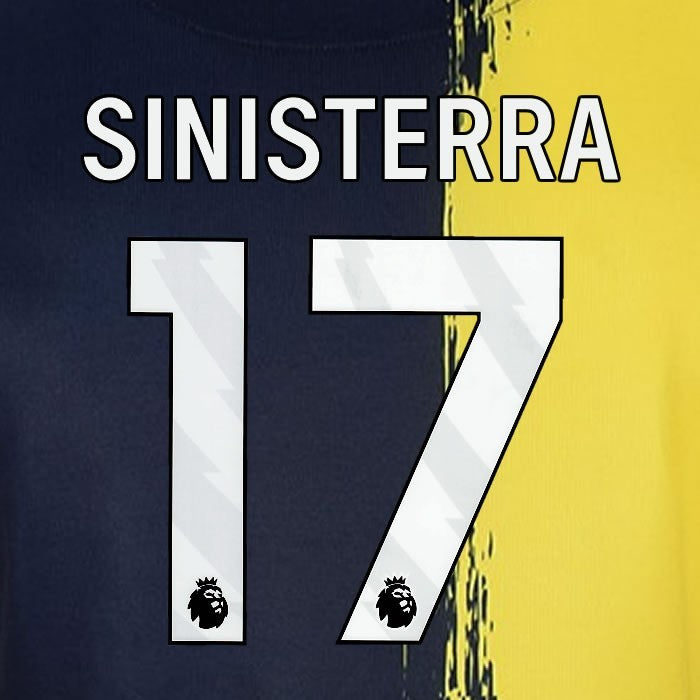 2023 2024 BOURNEMOUTH SINISTERRA 17 WHITE 3rd PLAYER SIZE NAME SET