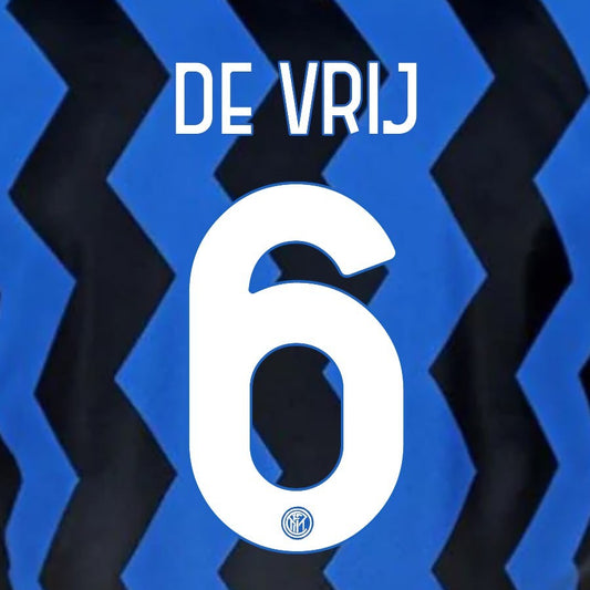 2020 2021 INTER MILAN OFFICIAL HOME DE VRIJ 6 PLAYER SIZE NAMESET