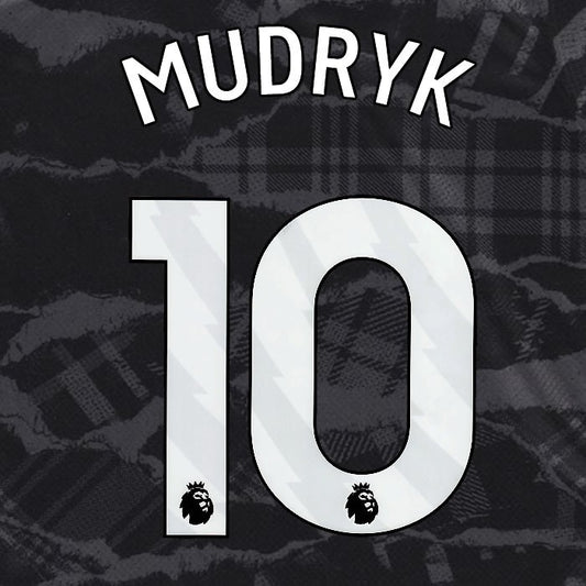 2024 2025 OFFICIAL CHELSEA MUDRYK 10 WHITE 3RD PLAYER SIZE NAMESET