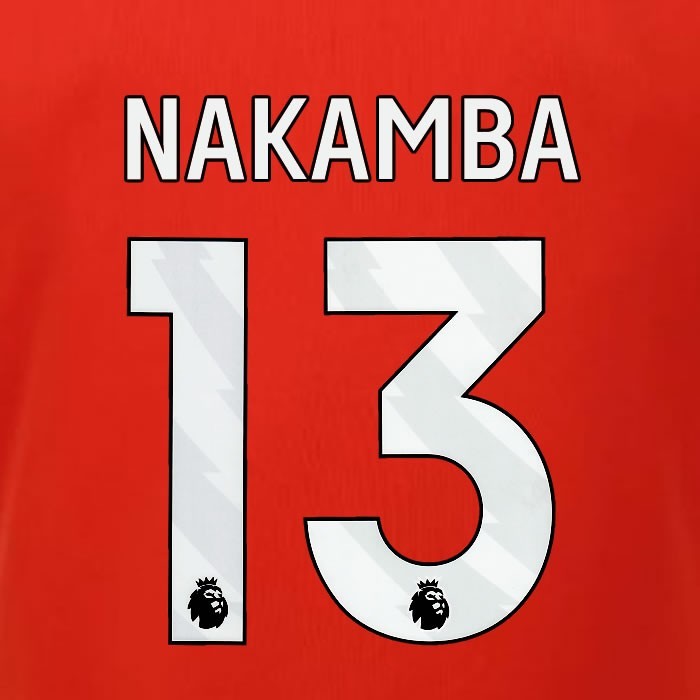 2023 2024 LUTON TOWN OFFICIAL NAKAMBA 13 WHITE HOME PLAYER SIZE NAMESET