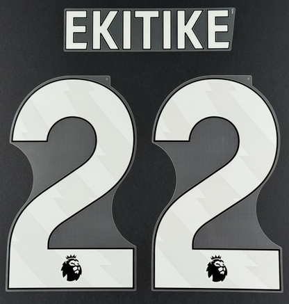 LIVERPOOL 2025/26 EKITIKE 22 OFFICIAL AVERY DENNISON WHITE PLAYER SIZE NAME SET