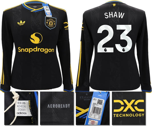 BNWT 2025 2026 MANCHESTER UNITED ADIDAS 3RD SHIRT LS SHAW 3 + PATCHES