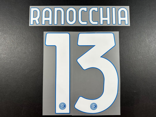 INTER MILAN 2020 2021 RANOCCHIA 13 OFFICIAL HOME WHITE PLAYER SIZE NAMESET