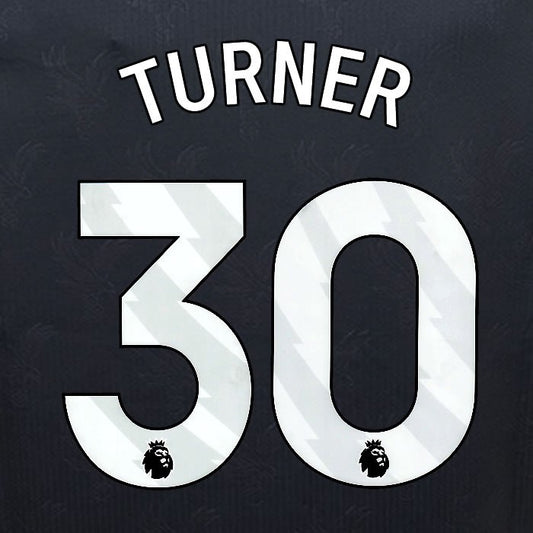 2024 2025 OFFICIAL CRYSTAL PALACE TURNER 30 WHITE 3RD PLAYER SIZE NAMESET