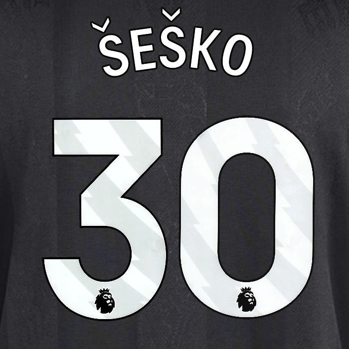 2025 2026 MANCHESTER UNITED SESKO 30 3RD WHITE PLAYER SIZE NAMESET
