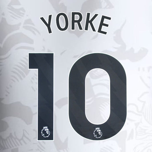 2023 2024 ASTON VILLA YORKE 10 OFFICIAL BLACK AWAY PLAYER SIZE NAMESET