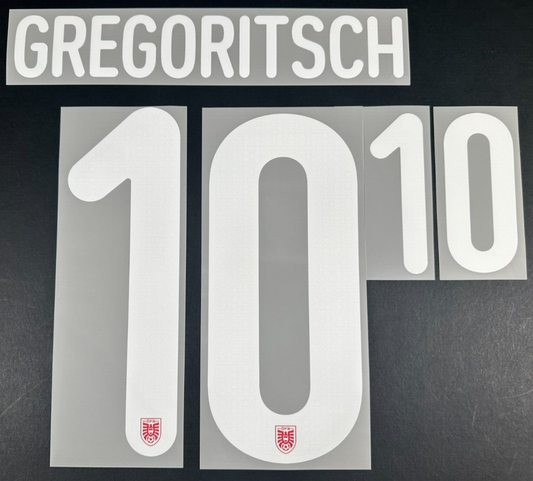 AUSTRIA 2024 2025 OFFICIAL GREGORITSCH 10 HOME PLAYER SIZE NAMESET