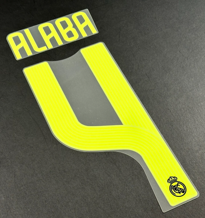 2022 2023 AVERY DENNISON REAL MADRID ALABA 4 3RD GREEN PLAYER SIZE NAMESET