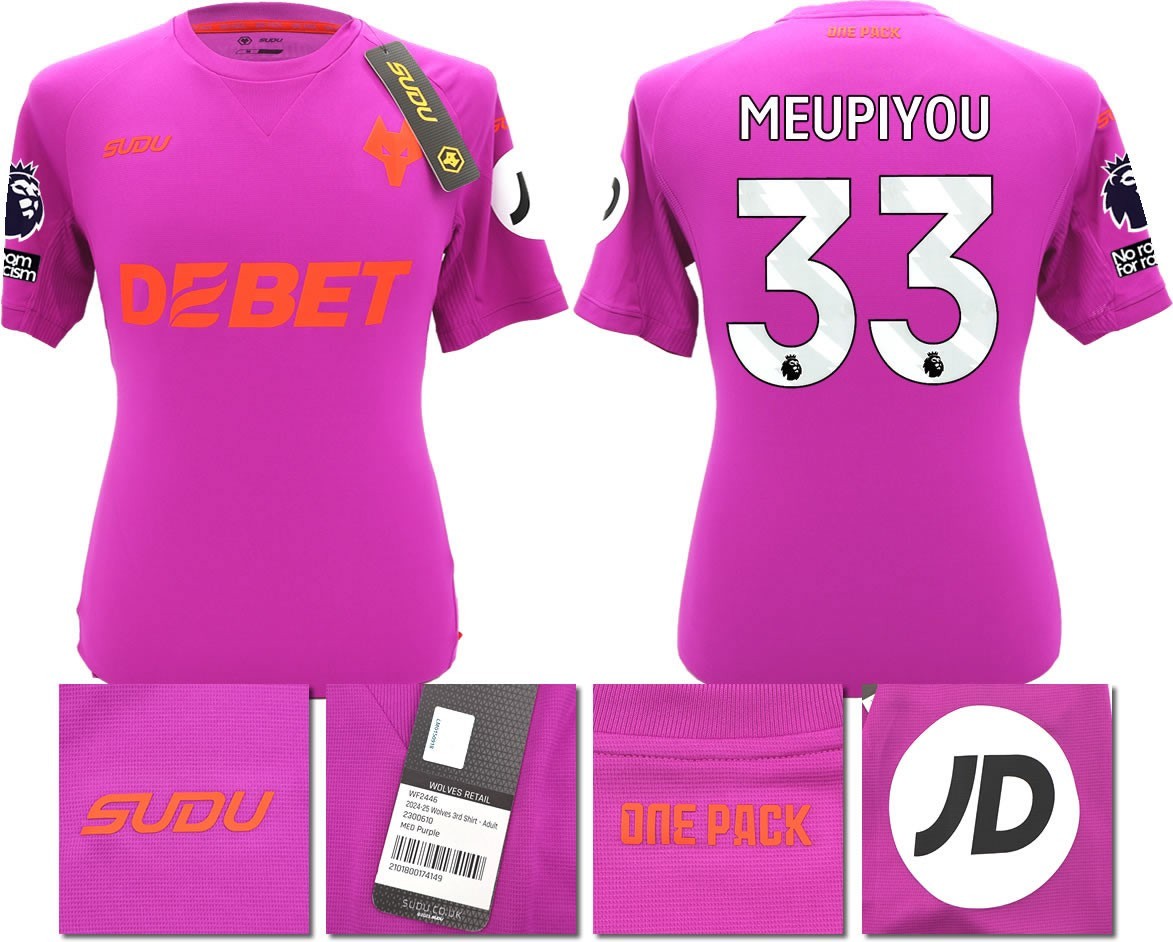 BNWT 2024/2025 WOLVES F.C. SUDU THIRD SHIRT MEUPIYOU 33