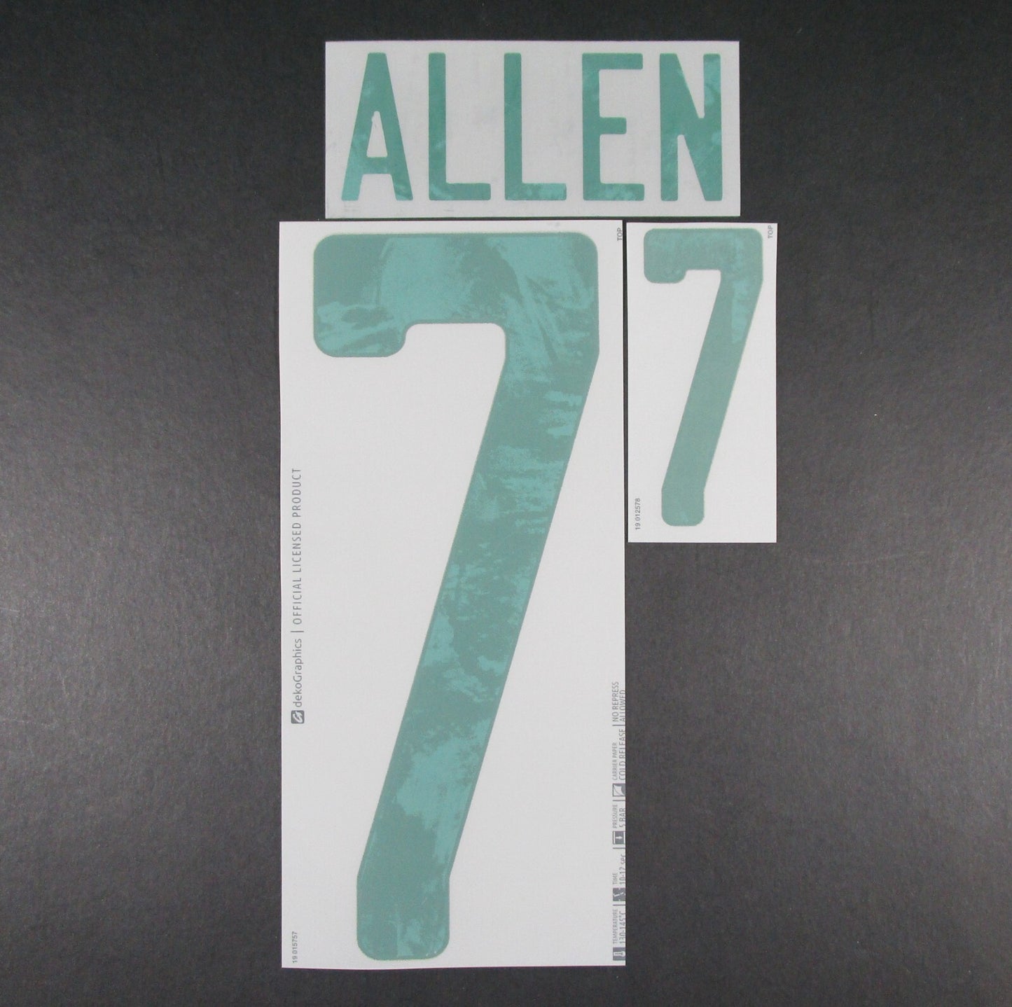 WALES 2020 2021 OFFICIAL DekoGraphics ALLEN 7 AWAY GREEN PLAYER SIZE NAMESET