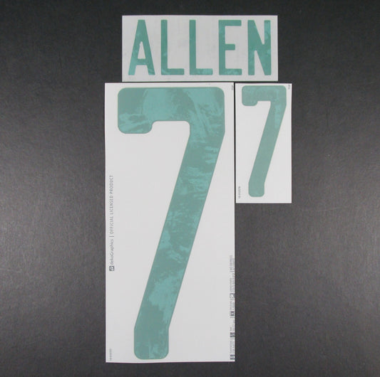 WALES 2020 2021 OFFICIAL DekoGraphics ALLEN 7 AWAY GREEN PLAYER SIZE NAMESET