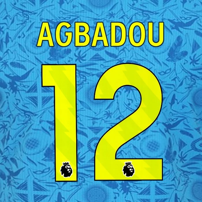 2025 2026 WOLVES 3RD YELLOW AGBADOU 12 OFFICIAL PLAYER SIZE NAMESET