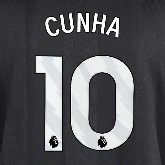 2025 2026 MANCHESTER UNITED CUNHA 10 3RD WHITE PLAYER SIZE NAMESET