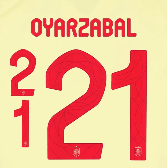 2024 2025 OFFICIAL SPAIN OYARZABAL 21 AWAY PLAYER SIZE NAMESET