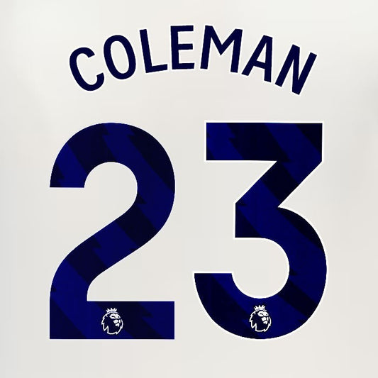2024 2025 EVERTON COLEMAN 23 OFFICIAL BLUE 3RD PLAYER SIZE NAMESET