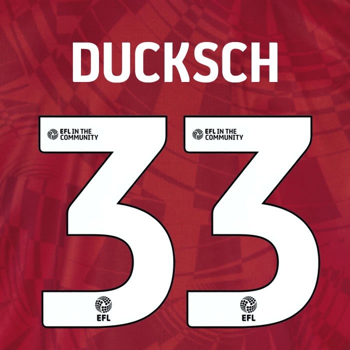 25 26  BIRMINGHAM CITY DUCKSCH 33 OFFICIAL WHITE 3RD PLAYER SIZE NAME SET 230MM