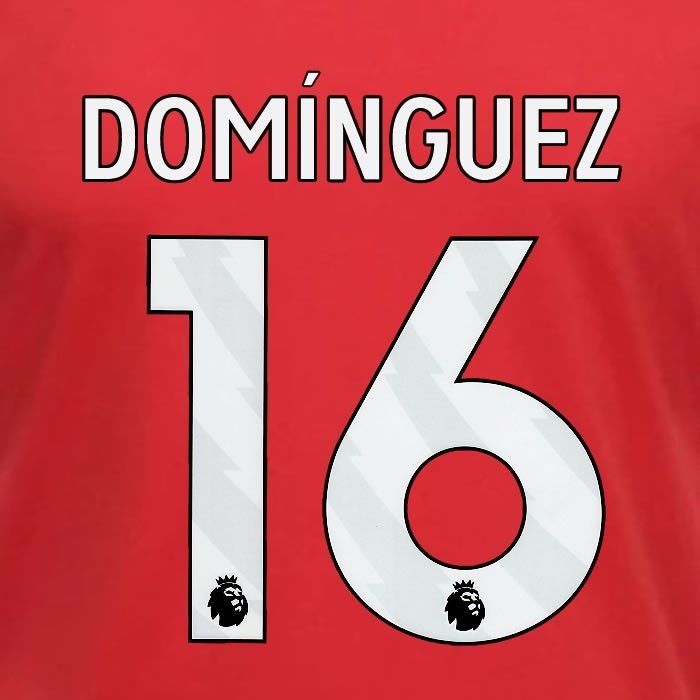 2023 2024 OFFICIAL NOTTINGHAM DOMINGUEZ 16 WHITE HOME PLAYER SIZE NAMESET