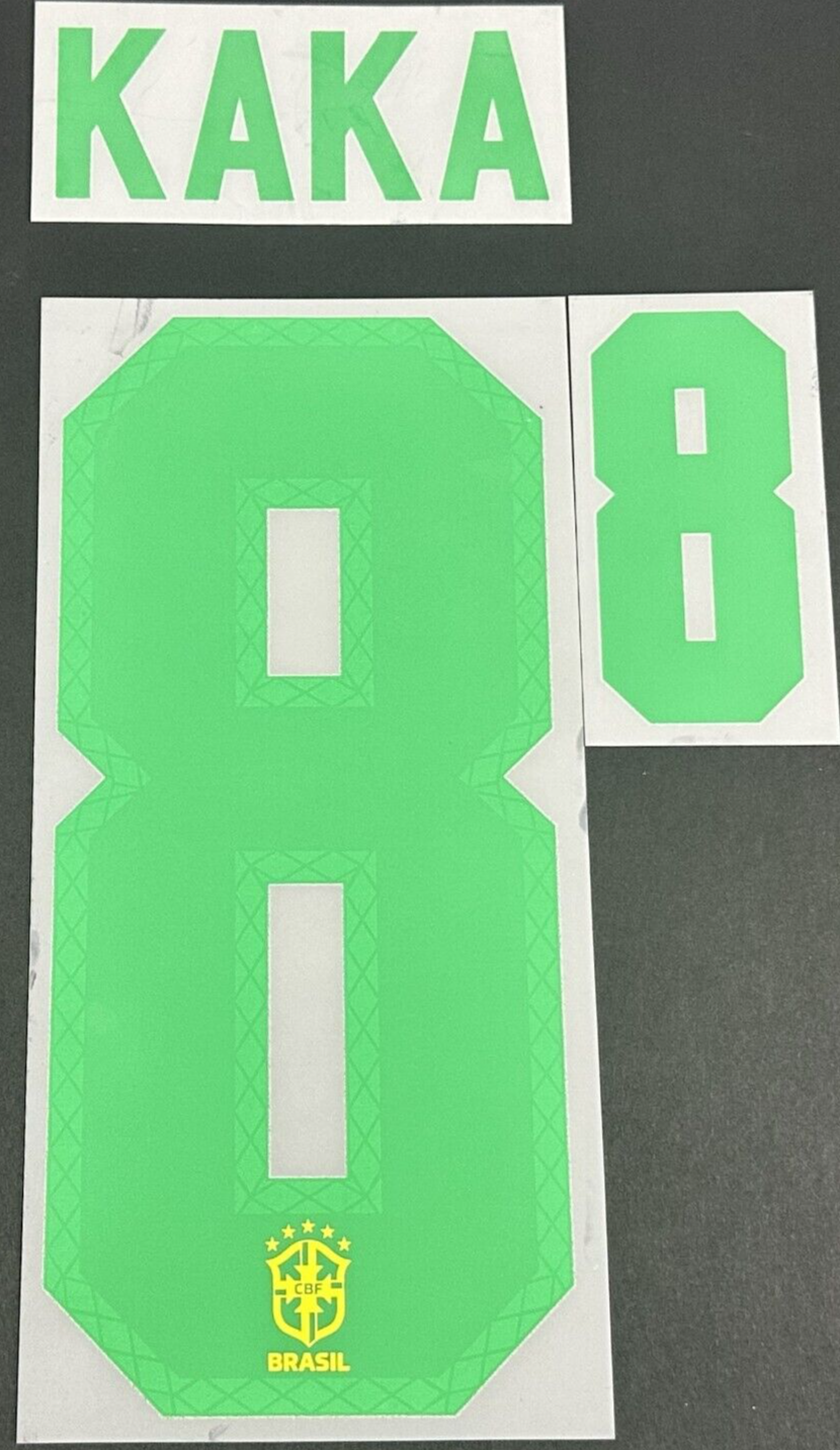 BRAZIL 2020 2021 OFFICIAL KAKA 8 HOME PLAYER SIZE NAMESET - 260MM