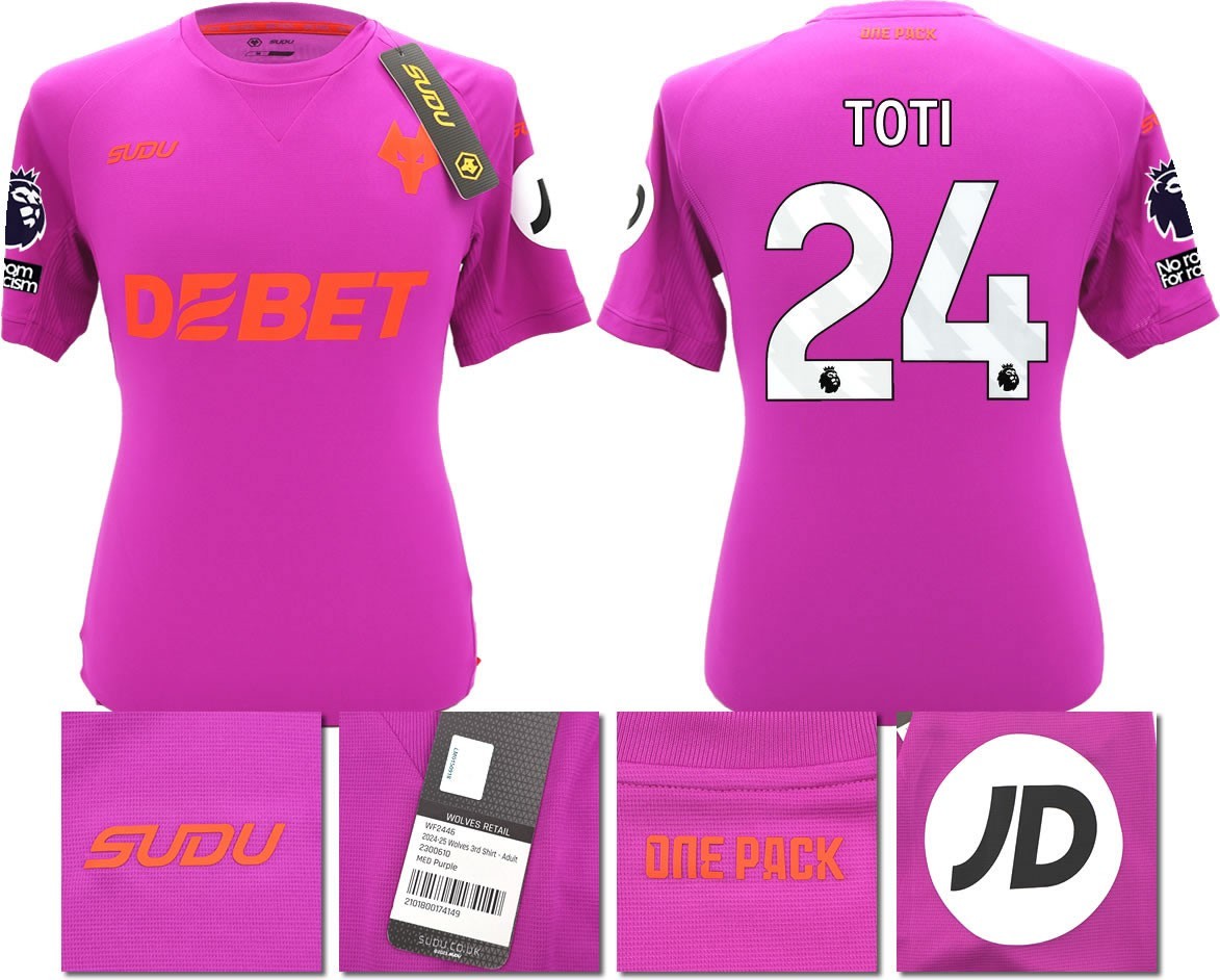 BNWT 2024/2025 WOLVES F.C. SUDU THIRD SHIRT TOTI 24