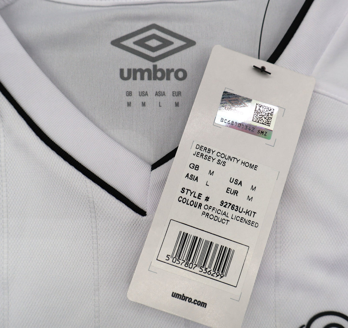 BNWT 2020 2021 DERBY HOME UMBRO FOOTBALL SHIRT FORSYTH 3 MEN'S MEDIUM