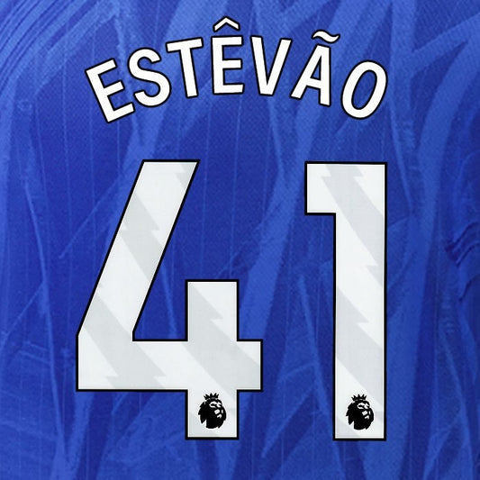 2025 2026 OFFICIAL CHELSEA ESTEVAO 41 WHITE HOME PLAYER SIZE NAMESET