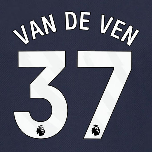 SPURS 2023 2024 VAN DE VEN 37 AVERY DENNISON WHITE AWAY PLAYER SIZE NAME SET