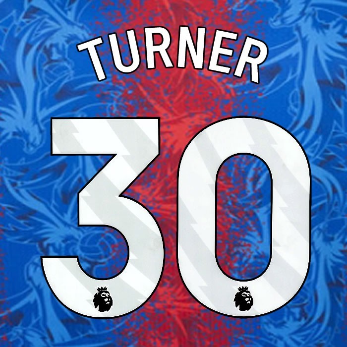 2024 2025 OFFICIAL CRYSTAL PALACE TURNER 30 WHITE HOME PLAYER SIZE NAMESET