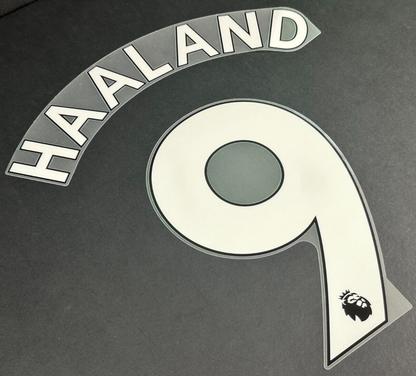 2022 2023 MAN CITY HAALAND 9 OFFICIAL AVERY DENNISON WHITE PLAYER SIZE NAMESET