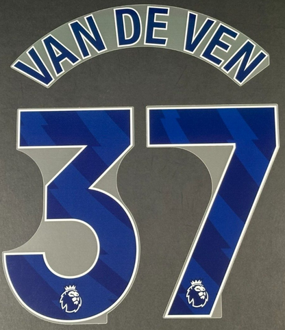 TOTTENHAM 2024/2025 VAN DE VEN 37 AVERY DENNISON BLUE PLAYER SIZE NAME SET