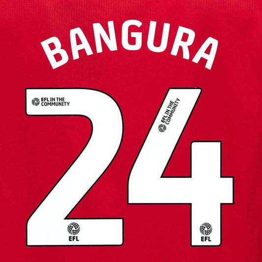 25 26 MIDDLESBROUGH BANGURA 24 OFFICIAL WHITE HOME PLAYER SIZE NAME SET 230MM