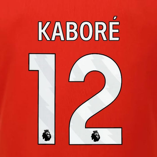 2023 2024 LUTON TOWN OFFICIAL KABORE 12 WHITE HOME PLAYER SIZE NAMESET