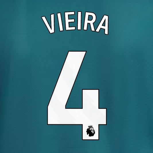 2023 2024 ARSENAL VIEIRA 4 WHITE 3RD OFFICIAL PLAYER SIZE NAME SET