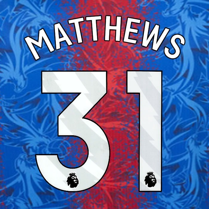 2024 2025 OFFICIAL CRYSTAL PALACE MATTHEWS 31 WHITE HOME PLAYER SIZE NAMESET
