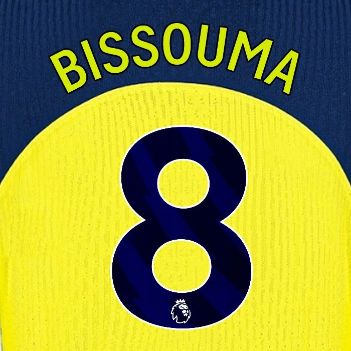 2025 2026 TOTTENHAM BISSOUMA 8 3RD PLAYER SIZE NAME SET