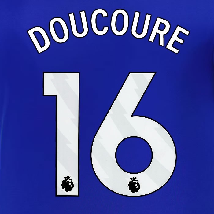 2024 2025 EVERTON DOUCOURE 16 OFFICIAL WHITE HOME PLAYER SIZE NAMESET