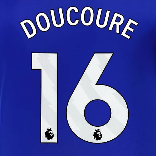 2024 2025 EVERTON DOUCOURE 16 OFFICIAL WHITE HOME PLAYER SIZE NAMESET