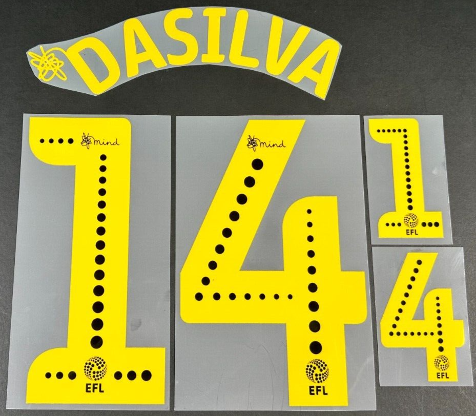 BRENTFORD FC 19-20 DASILVA 14 OFFICIAL SPORTING ID YELLOW PLAYER SIZE NAME SET