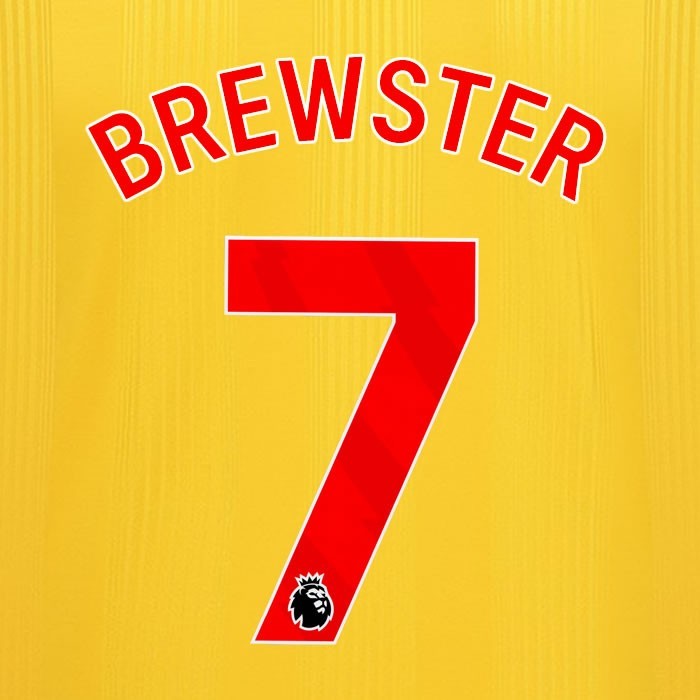2023 2024 SHEFFIELD UNITED OFFICIAL BREWSTER 7 RED AWAY PLAYER SIZE NAMESET