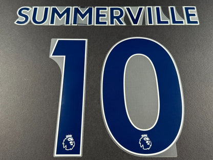 LEEDS UNITED 2022 2023 SUMMERVILLE 10 OFFICIAL AVERY BLUE PLAYER SIZE NAME SET