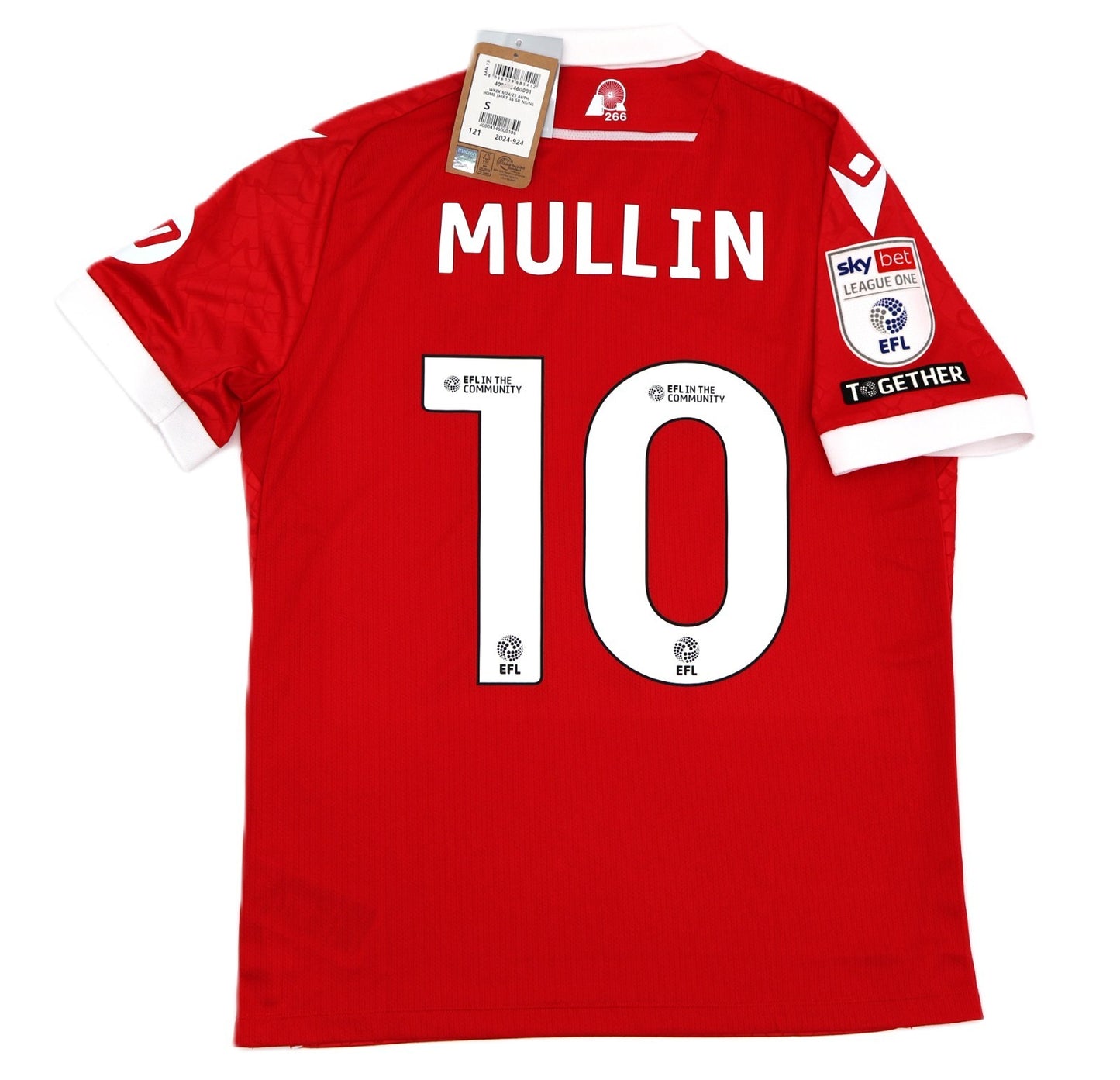 BNWT 2024 2025 WREXHAM A.F.C MACRON HOME SHIRT MULLIN 10 + PATCHES / SMALL