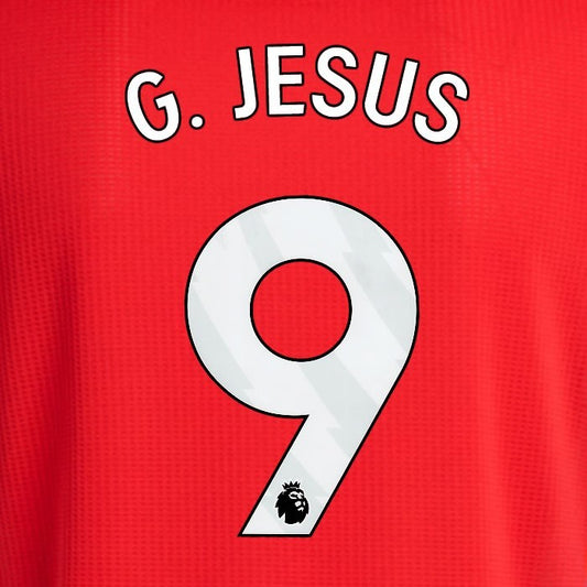 2024 2025 ARSENAL G. JESUS 9 WHITE HOME OFFICIAL PLAYER SIZE NAMESET