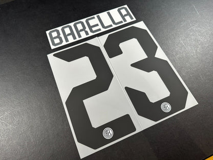 INTER MILAN 2019 2020 BARELLA 23 OFFICIAL AWAY BLACK PLAYER SIZE NAMESET