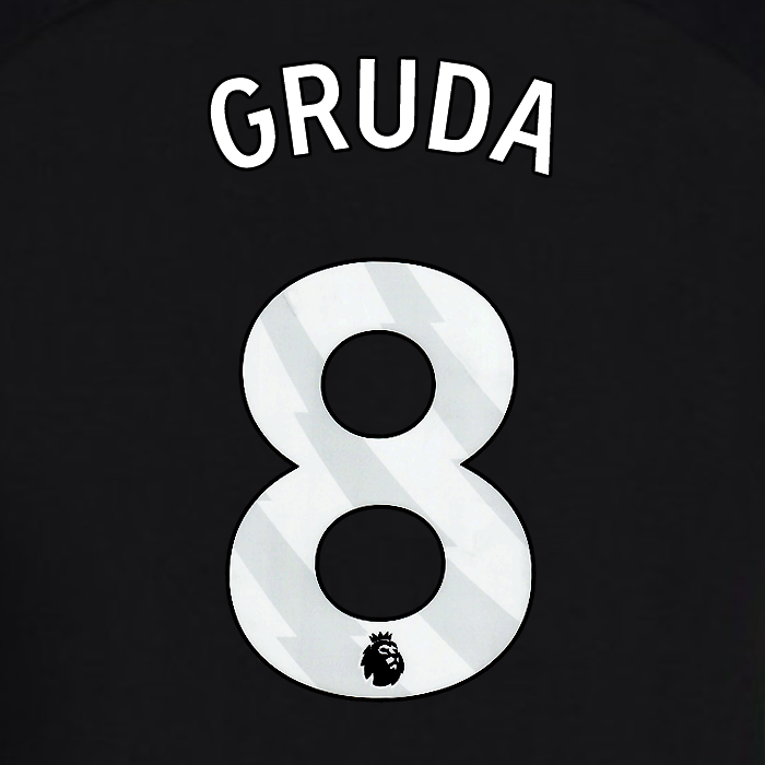 2024 2025 OFFICIAL BRIGHTON GRUDA 8 3RD WHITE PLAYER SIZE NAMESET