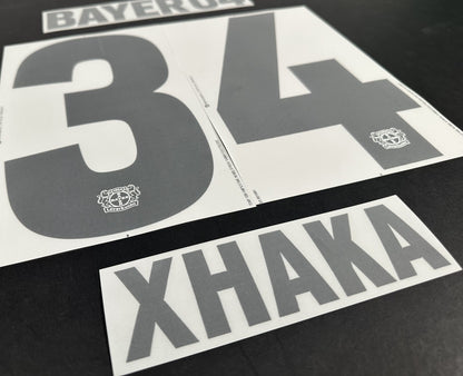 2023 2024 DekoGraphics BAYER LEVERKUSEN XHAKA 34 AWAY PLAYER SIZE NAME SET