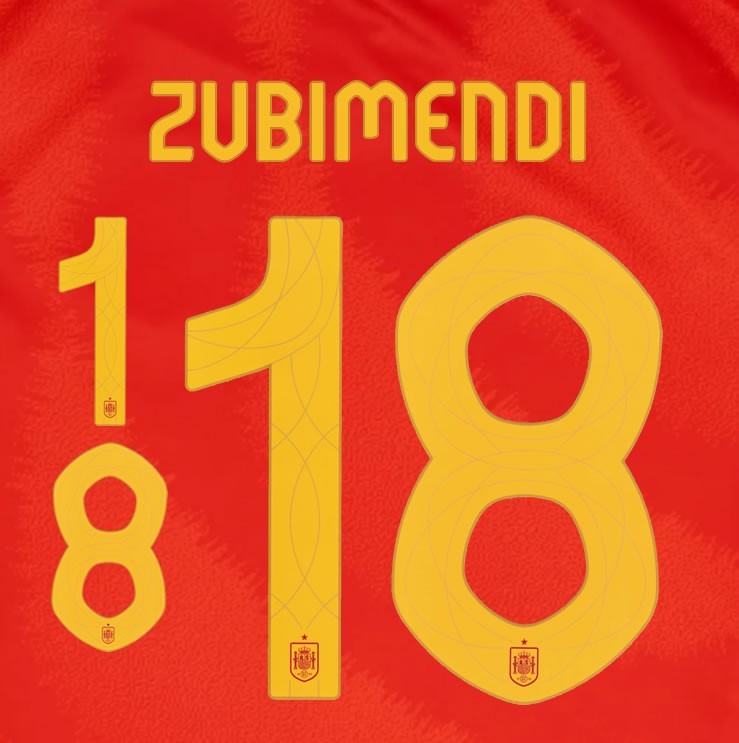 2024 2025 OFFICIAL SPAIN ZUBIMENDI 18 HOME PLAYER SIZE NAMESET