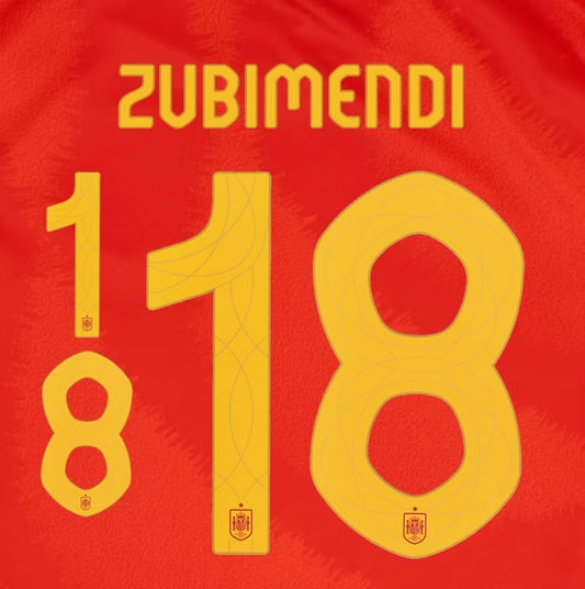 2024 2025 OFFICIAL SPAIN ZUBIMENDI 18 HOME PLAYER SIZE NAMESET
