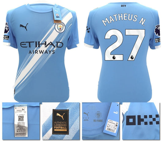 BNWT 25 26 MAN CITY PUMA HOME MATHEUS N. 27 + PATCHES FOOTBALL SHIRT