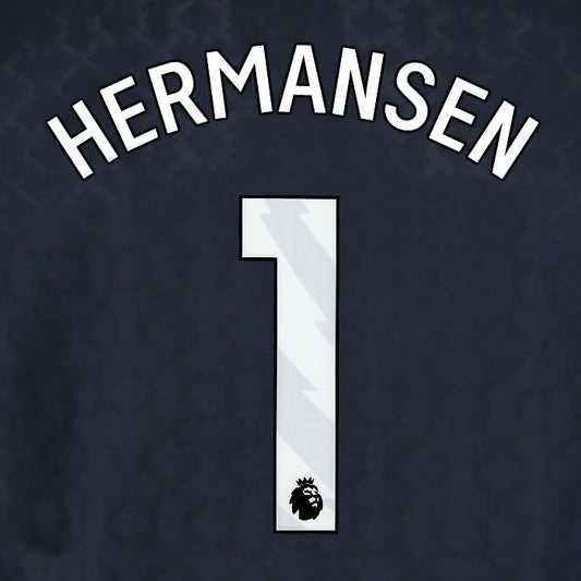 2025 2026 WEST HAM HERMANSEN 1 OFFICIAL WHITE 3RD PLAYER SIZE NAMESET