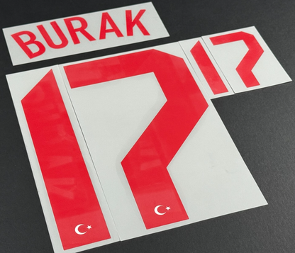TURKEY 2020-2021 OFFICIAL BURAK 17 AWAY RED PLAYER SIZE NAME SET